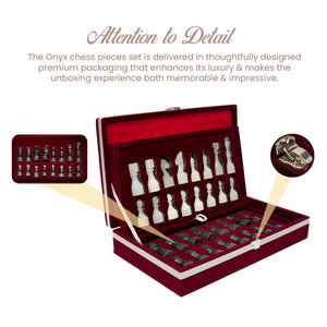 Black Onyx Marble Chess Pieces Details