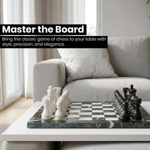 Black Zebra and White Marble Chess Set