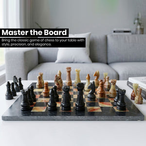 Black and Green Onyx Marble Chess Set 12 inches