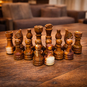 Brown Chess Pieces for 12 to 16 Inches Board