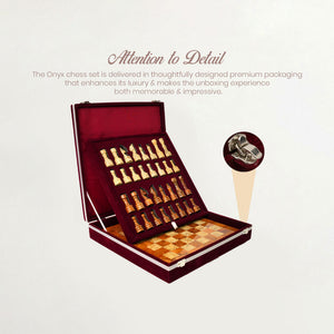Brown Coral Marble Chess Set - handmade 12 inch
