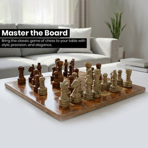 Brown Coral Marble Chess Set