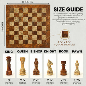 Brown and Coral Marble Chess Set 15 inches - Guide