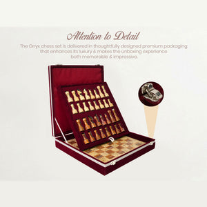 Coral Brown Marble Chess Set 12 Inches