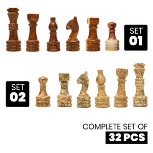Coral and Brown Chess Pieces for 12 to 16 Inch Board