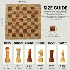 12 inch Coral Multi Marble Chess Set