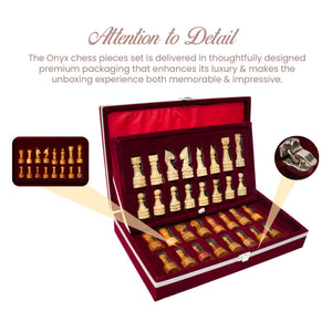 Coral and Brown Chess Pieces for 12 to 16 Inches Board Details