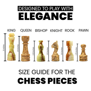 Coral and Green Onyx Chess Pieces