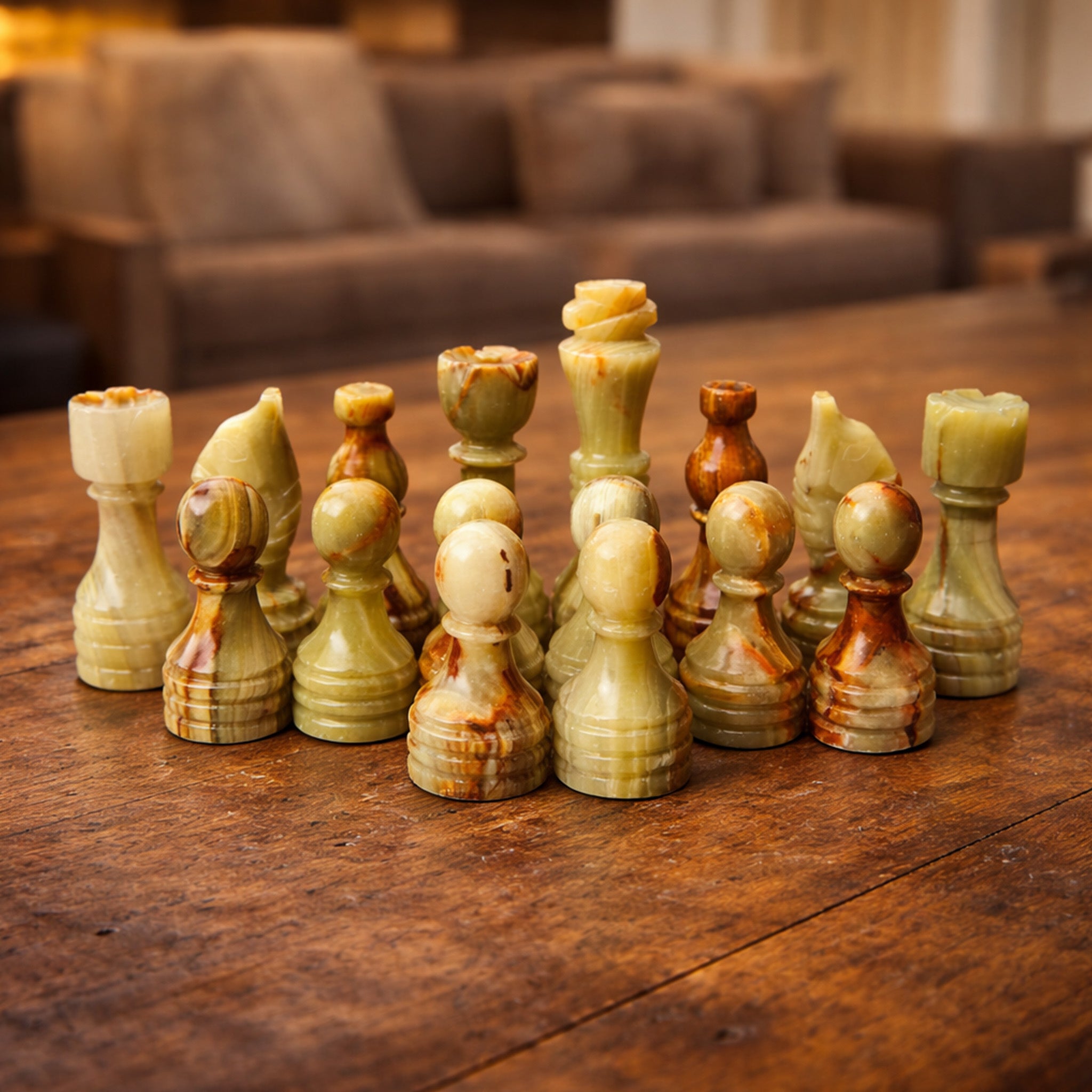 Green Onyx Chess Pieces for 12 to 16 Inches Board
