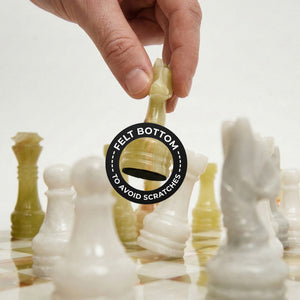 Green Onyx and White Marble Chess Set 12 Inch