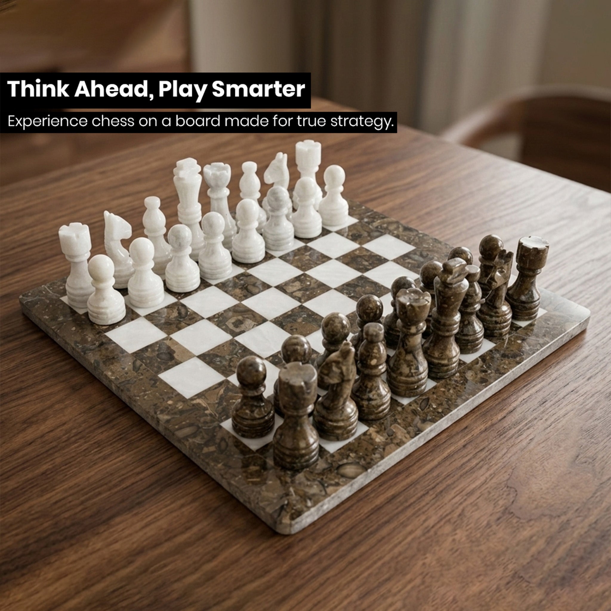 Grey Oceanic White Marble Chess Set 12 Inches
