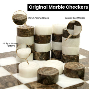 Grey Oceanic and White Marble Checkers Set