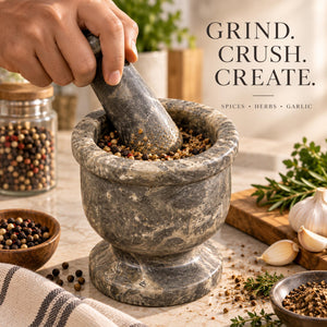 Oceanic Grey Marble Mortar and Pestle Set (2.5)