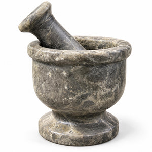 Oceanic Grey Marble Mortar and Pestle Set