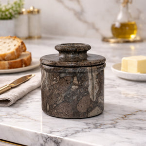 Premium Oceanic Marble Butter Keeper with Lid - French Butter Keeper