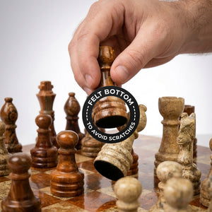 Brown Coral Marble Chess Set 12 inch