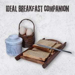 White Marble Butter Keeper with Lid - French Butter Crock