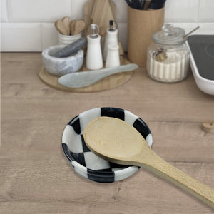 White and Black Marble Spoon Rest