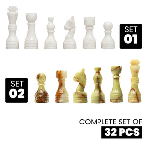 White Green Onyx Marble Chess Pieces for 12 to 16 Inches Board