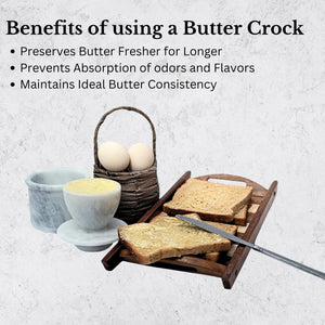 White Marble Butter Keeper with Lid
