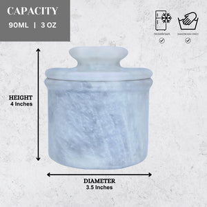 White Marble Butter Keeper - French Butter Crock