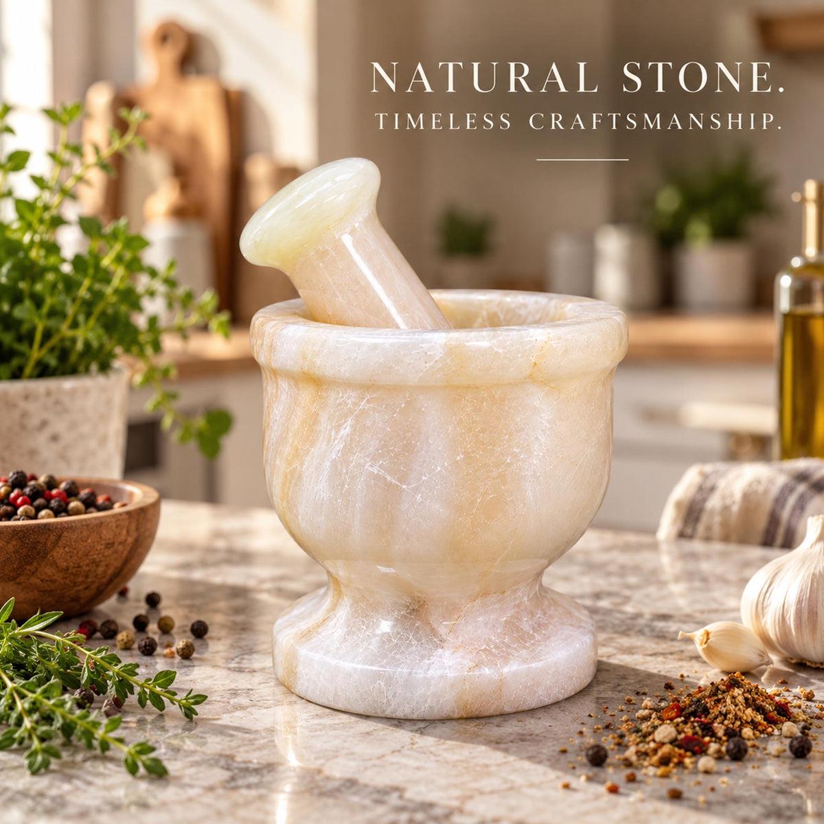 White Onyx Marble Mortar and Pestle Set (2.5 Inch)