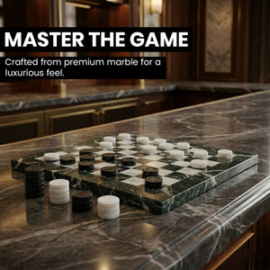 White And Black Marble Checkers Set – ( 32 Luxury Pieces Only )