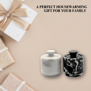 White and Black Zebra Marble Salt Cellar