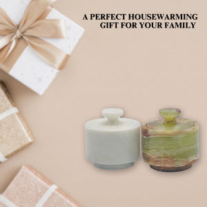 White and Green Marble Salt Cellar