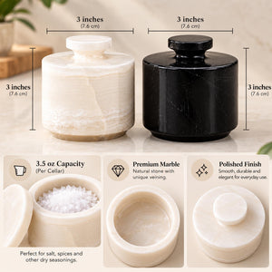 White and Grey Marble Salt Cellar