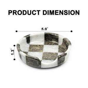 White and Grey Marble Spoon Rest - Checkered Style - Dimension