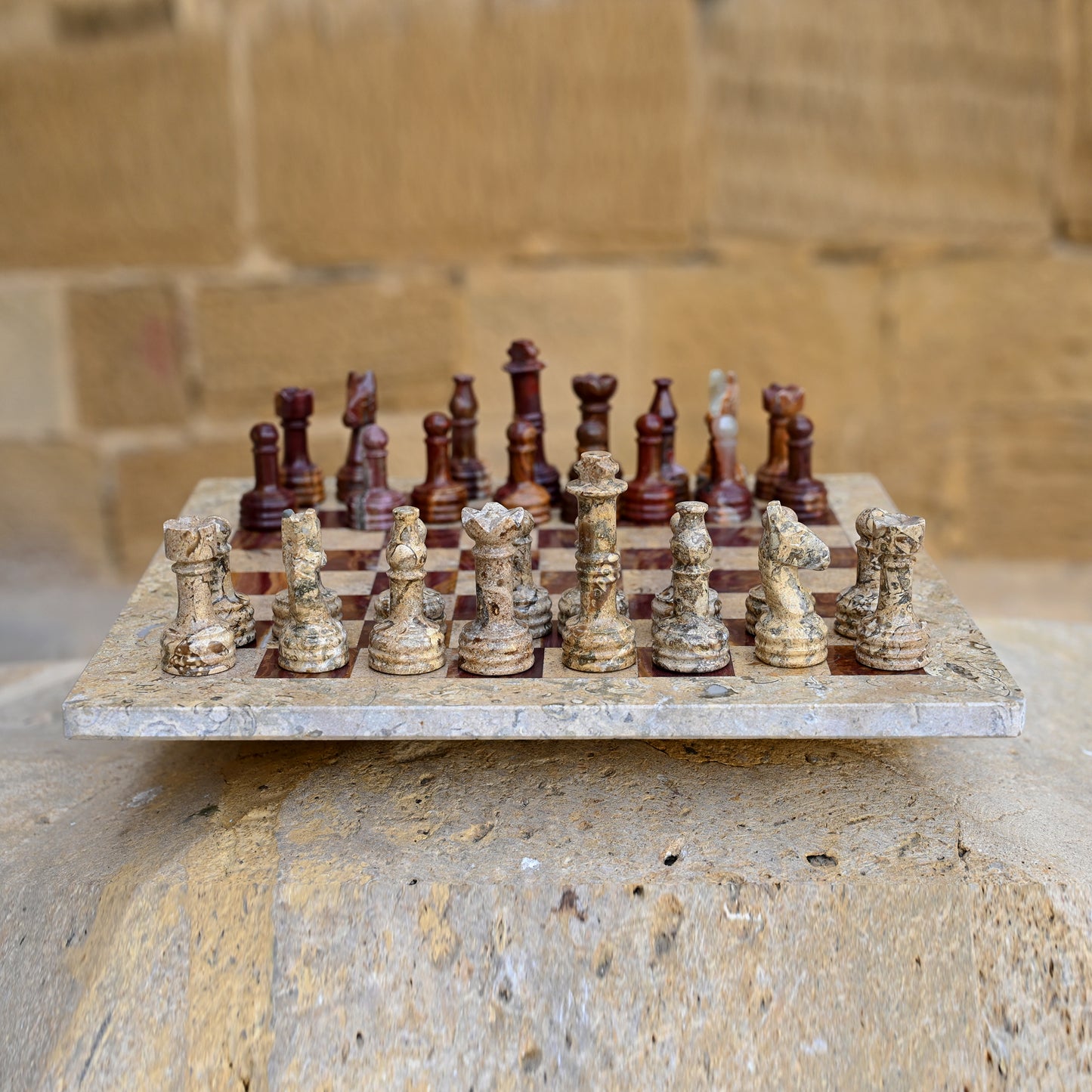 Coral Multi Marble Chess Set High Quality 12 Inches