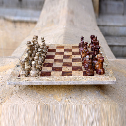 Coral Multi Marble Chess Set High Quality 12 Inches