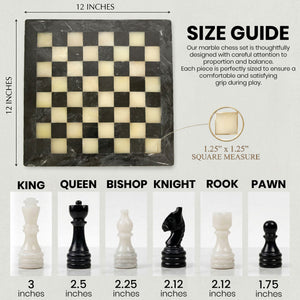 Black Onyx Chess Set 12 Inches - Premium Quality - Guide