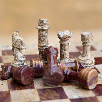 Coral Multi Marble Chess Set High Quality 12 Inches