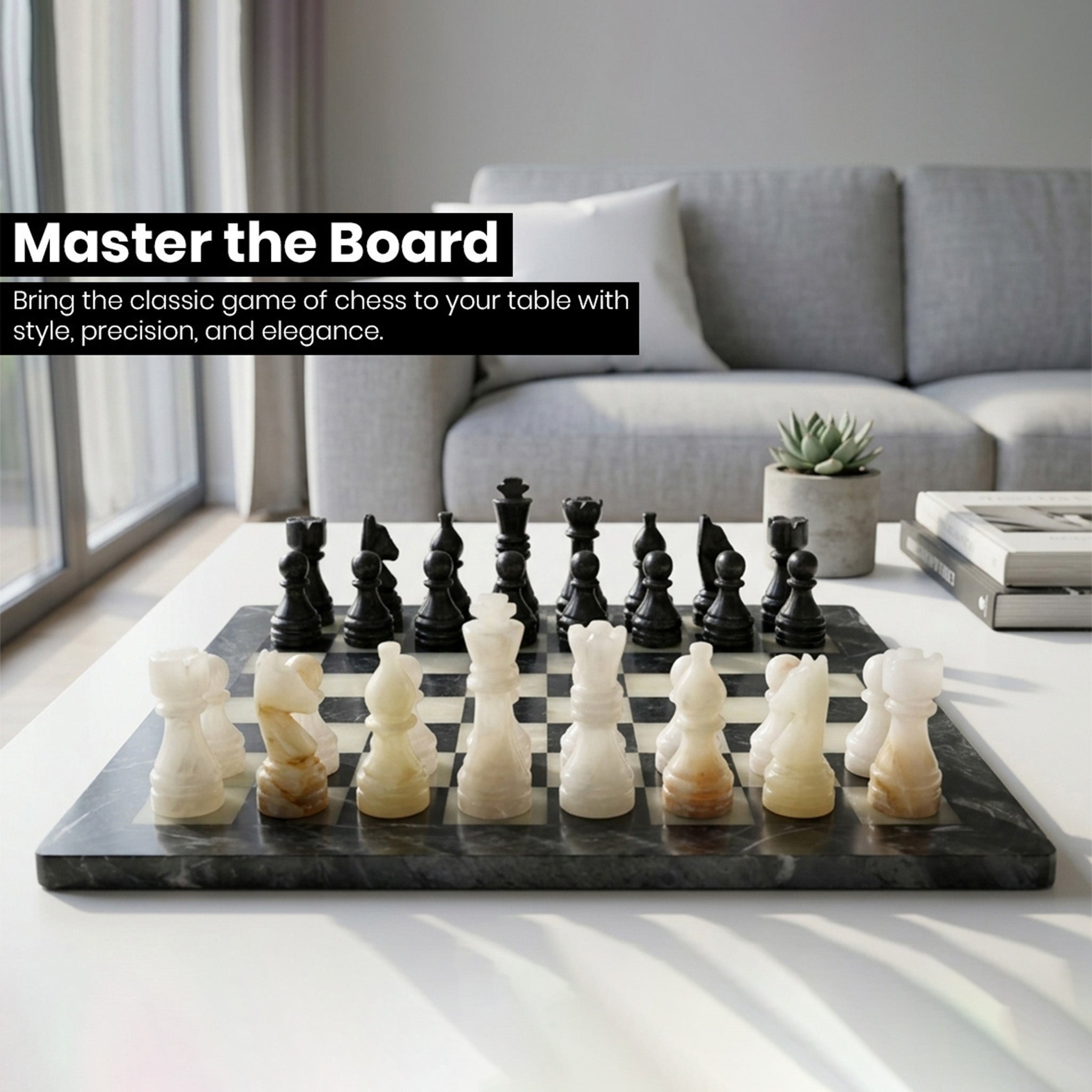 Black and Onyx Chess Set 12 Inches - Premium Quality