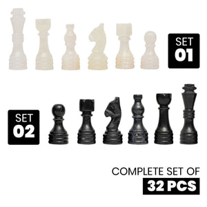 Black Onyx Marble Chess Pieces for 12 to 16 Inch Board