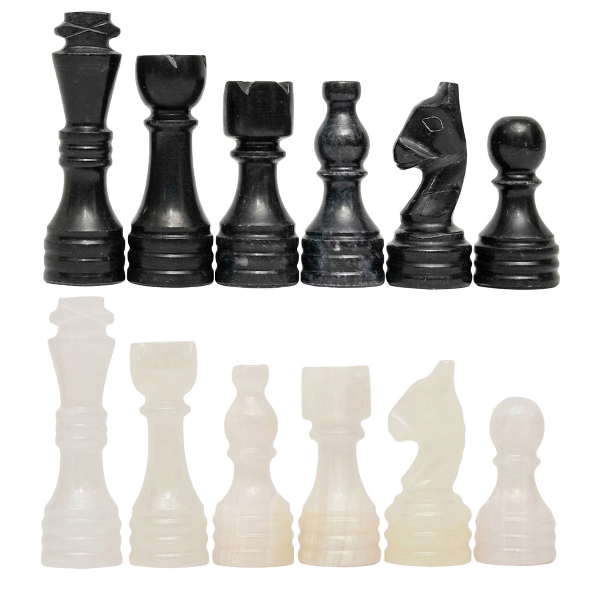 Premium Black Onyx Marble Chess Pieces for 12 to 16 Inches Board