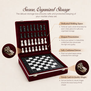 Black & White Marble Chess Set 15 Inch box guide