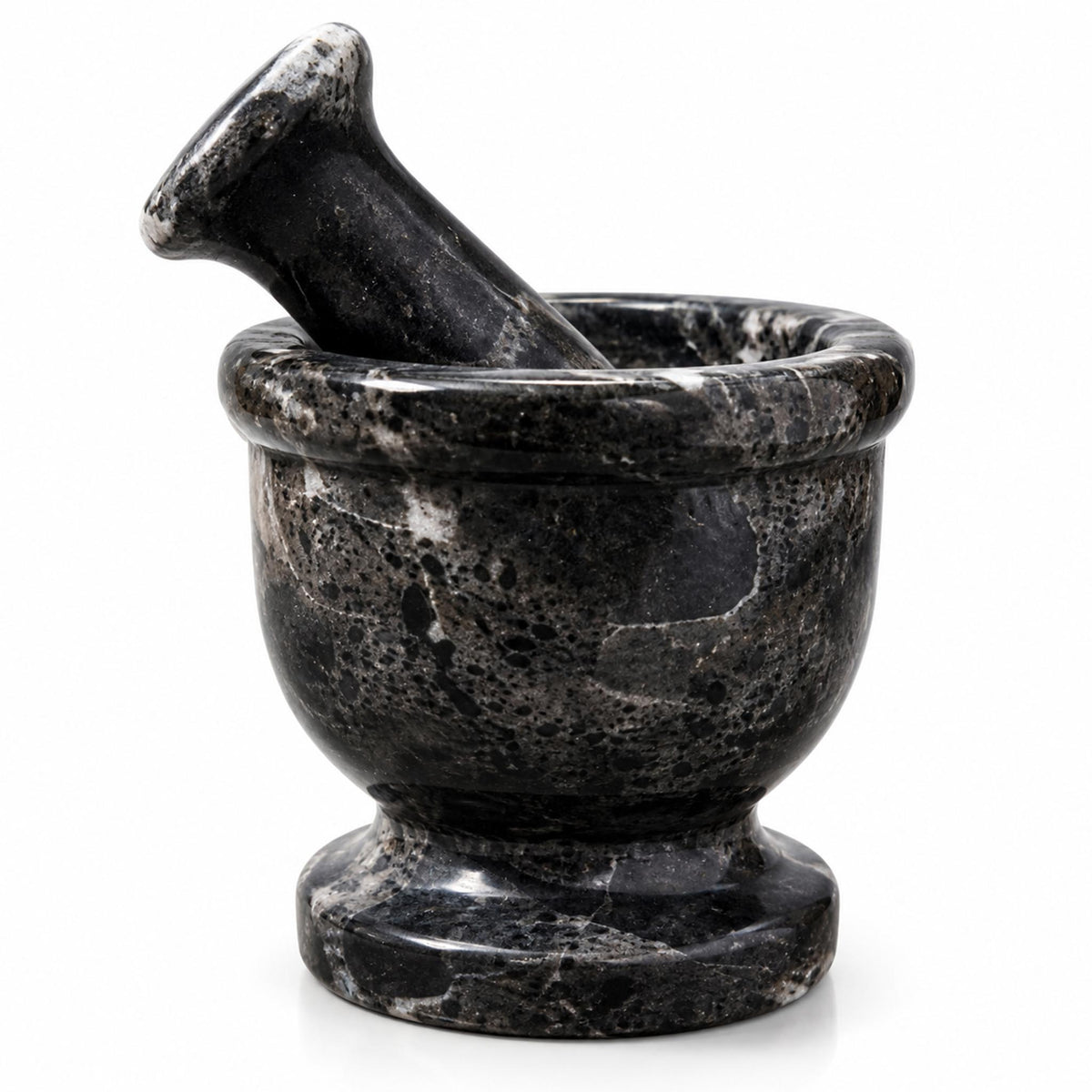 Black Zebra Marble Mortar and Pestle Set (2.5 Inch)