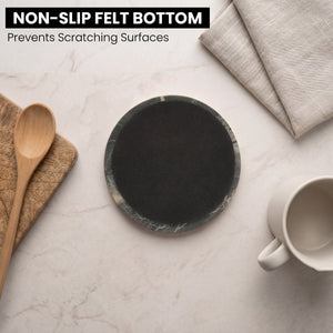 Black Zebra Round Marble Coaster