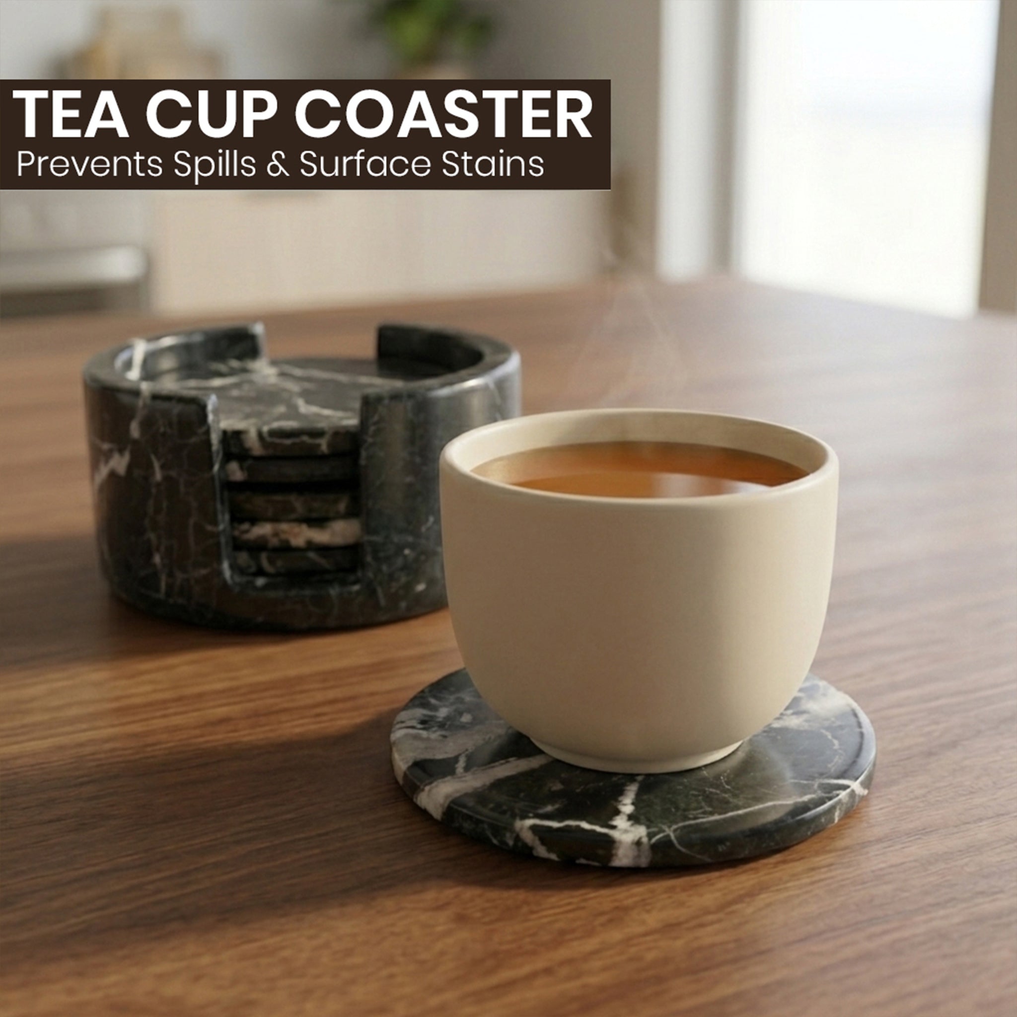 Black Zebra Marble Coaster (Set of 6)