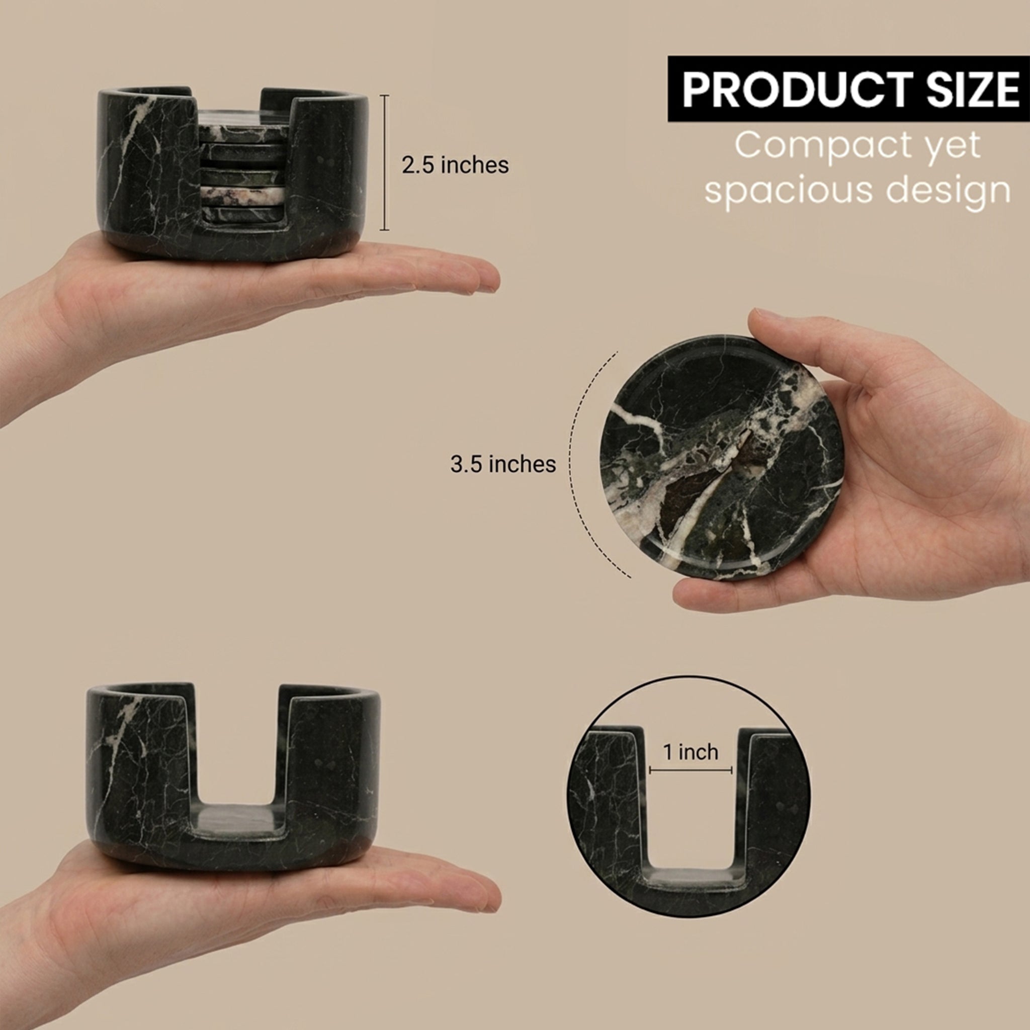 Black Zebra Round Marble Coaster (Set of 6) Guide