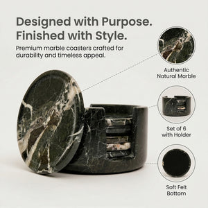 Black Zebra Round Marble Coaster set