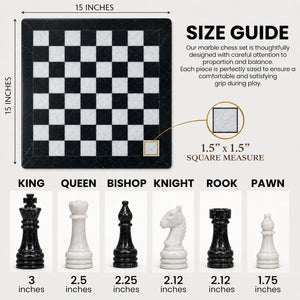 Black & White Marble Chess Set 15 Inches guide