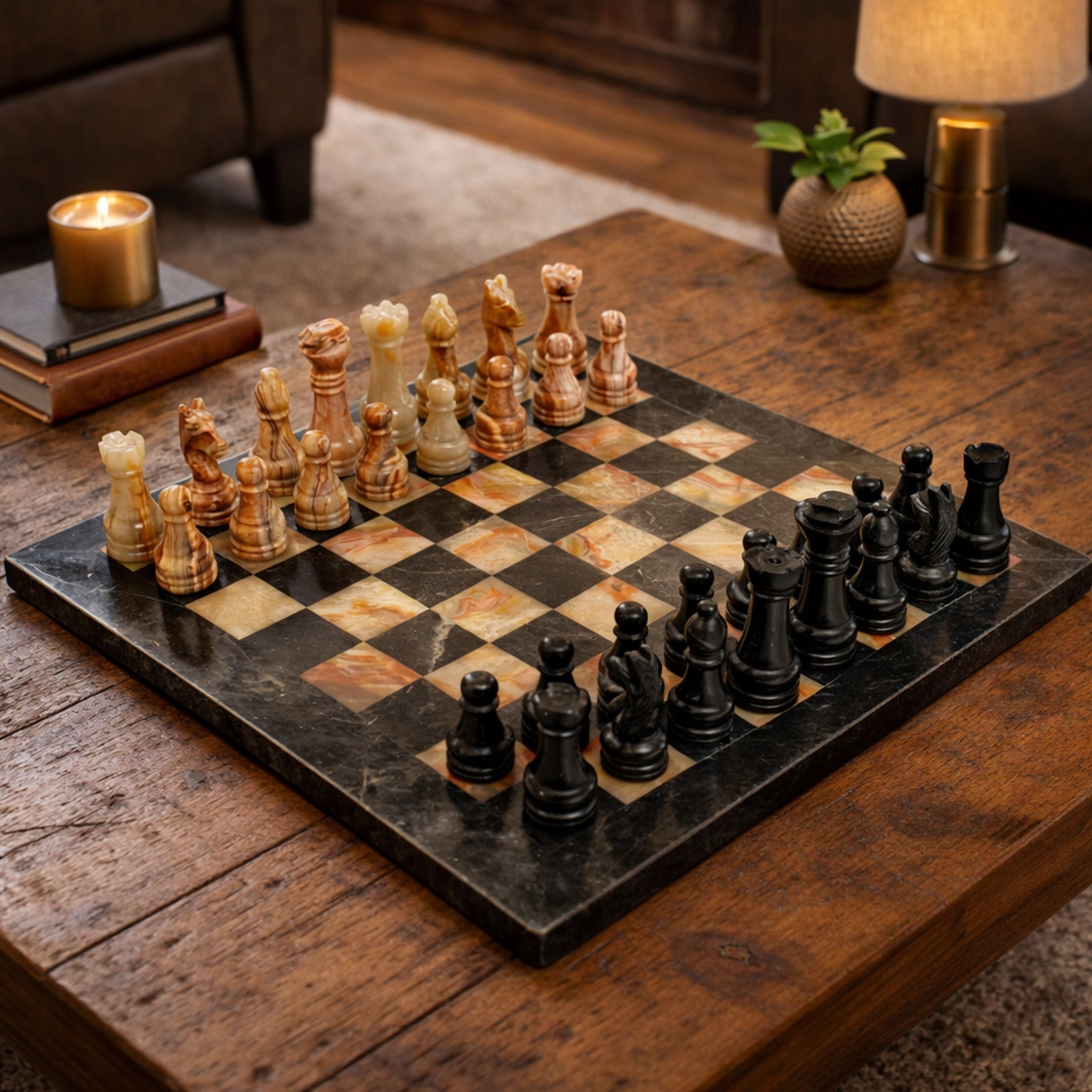 Black and Green Onyx Marble Chess Set