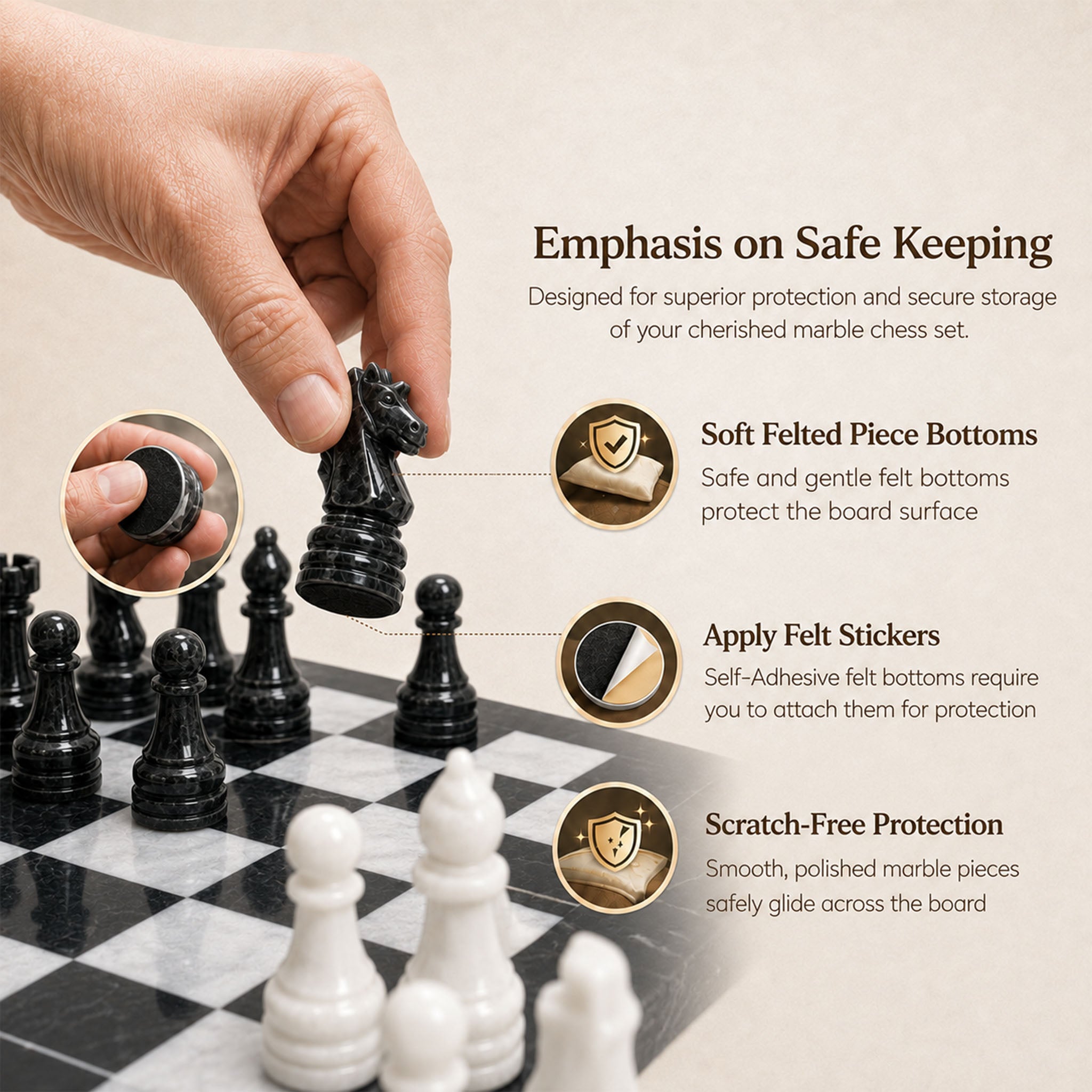 Black and White Marble Chess Set 15 Inch