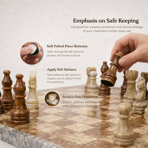 Brown and Coral Marble Chess Set 15 inches - Premium Quality