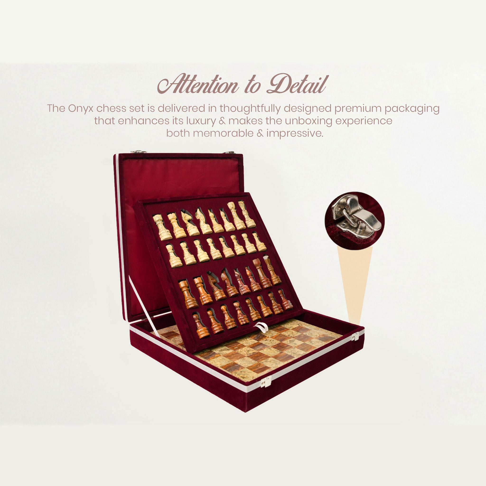 Coral Brown Marble Chess Set 12 Inches