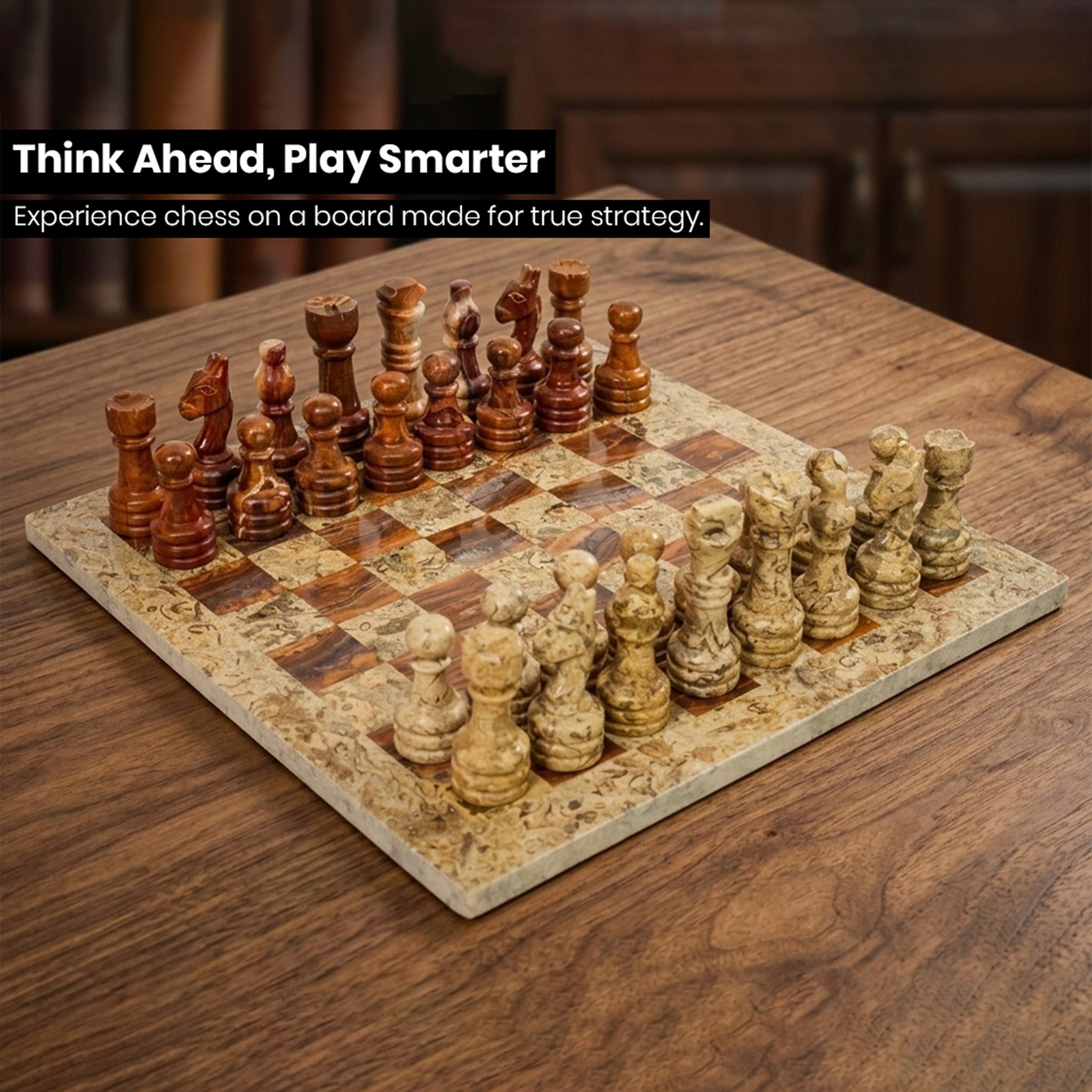Coral Brown Marble Chess Set